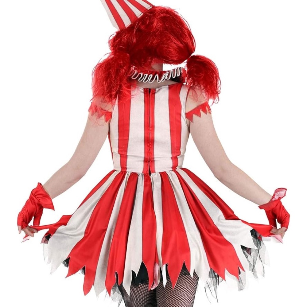 Sexy Red and White Striped Clown Costume for adult